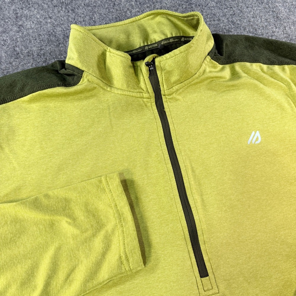 Eddie Bauer Motion Mens‎ XL Quarter Zip Pullover Lime Green FreeDry EA32KT009